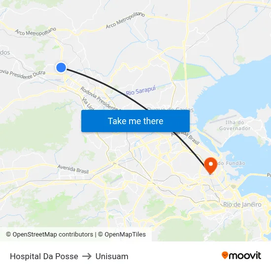 Hospital Da Posse to Unisuam map