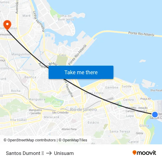 Santos Dumont ✈ to Unisuam map