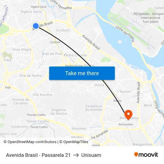 Avenida Brasil | Passarela 21 to Unisuam map