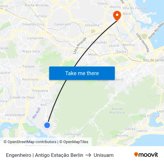 Engenheiro | Antigo Estação Berlin to Unisuam map