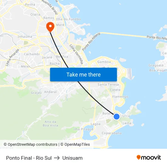 Ponto Final - Rio Sul to Unisuam map