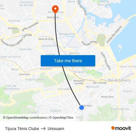Tijuca Tênis Clube to Unisuam map