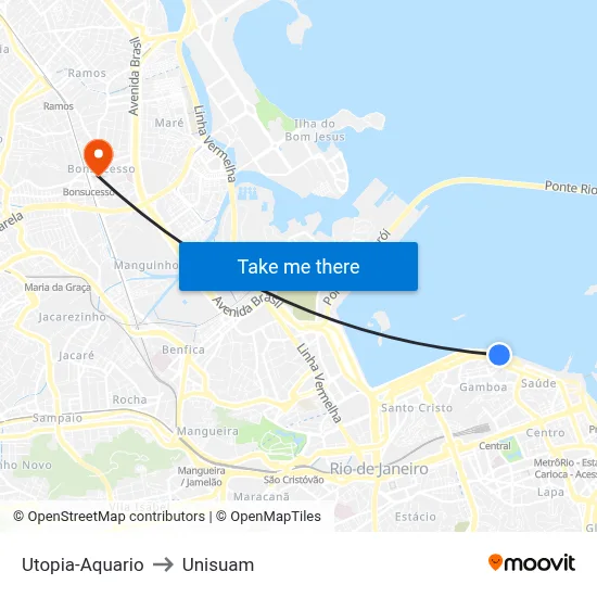 Utopia-Aquario to Unisuam map