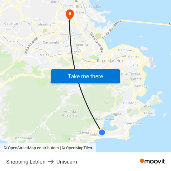 Shopping Leblon to Unisuam map