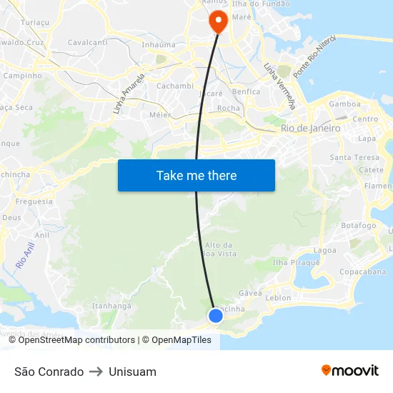 São Conrado to Unisuam map