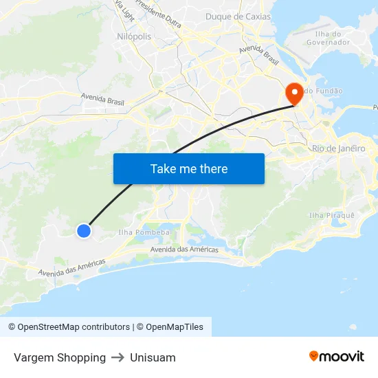 Vargem Shopping to Unisuam map