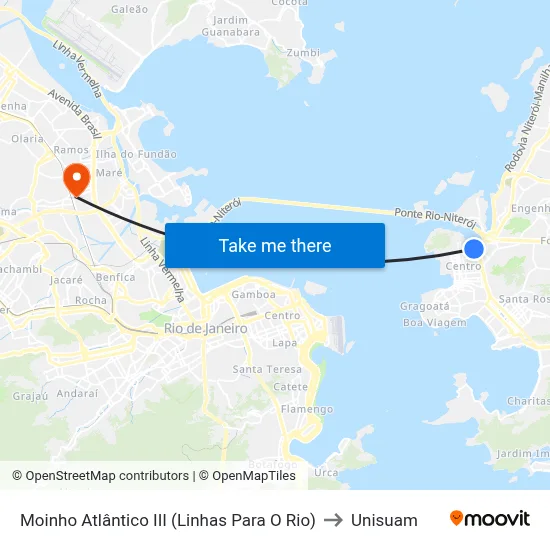 Moinho Atlântico III (Linhas Para O Rio) to Unisuam map