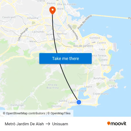 Metrô Jardim De Alah to Unisuam map