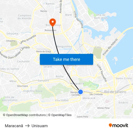 Maracanã to Unisuam map