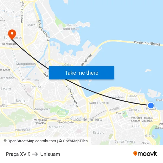 Praça XV ⛴ to Unisuam map