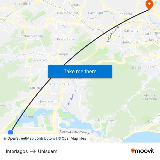 Interlagos to Unisuam map