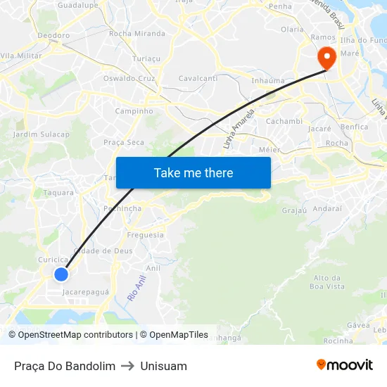 Praça Do Bandolim to Unisuam map
