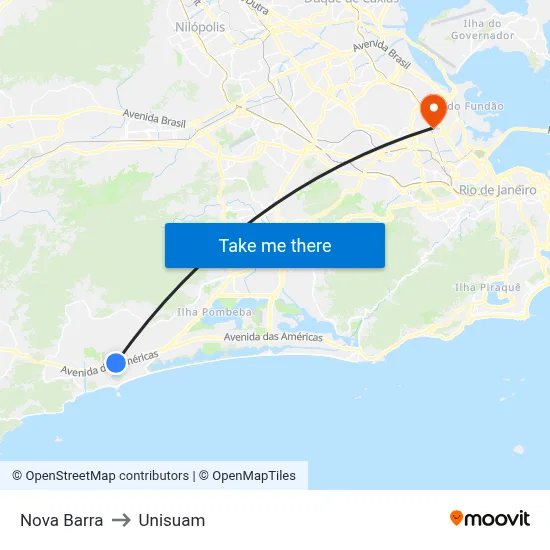 Nova Barra to Unisuam map