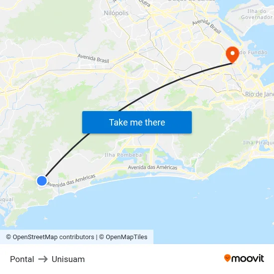 Pontal to Unisuam map