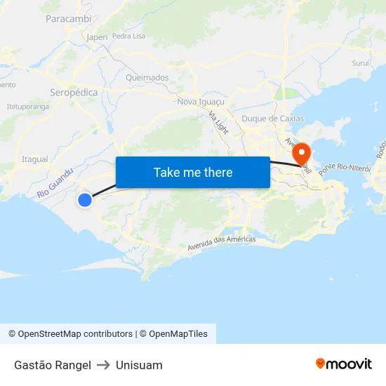 Gastão Rangel to Unisuam map