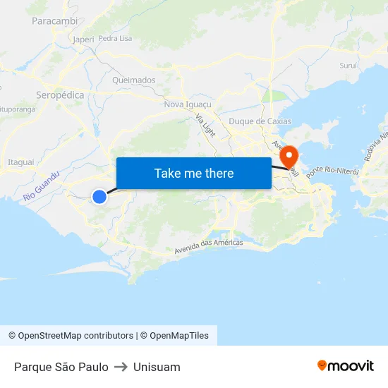 Parque São Paulo to Unisuam map