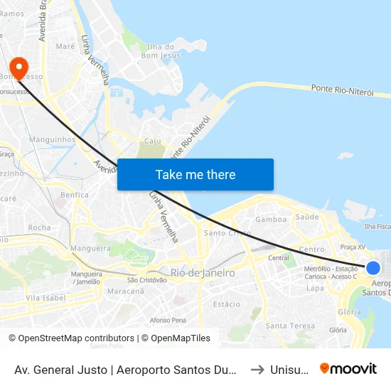 Av. General Justo | Aeroporto Santos Dumont ✈ to Unisuam map