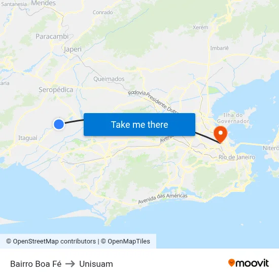 Bairro Boa Fé to Unisuam map