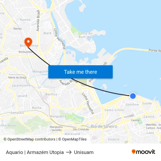 Aquario | Armazém Utopia to Unisuam map