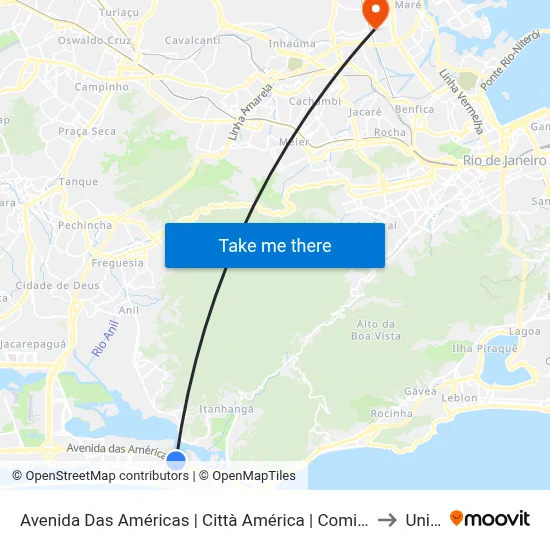 Avenida Das Américas | Città América | Comitê Olímpico Brasileiro - Sentido Alvorada to Unisuam map