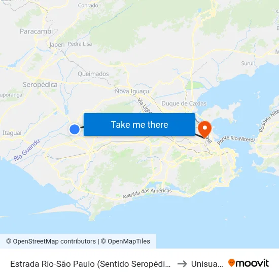 Estrada Rio-São Paulo (Sentido Seropédica) to Unisuam map