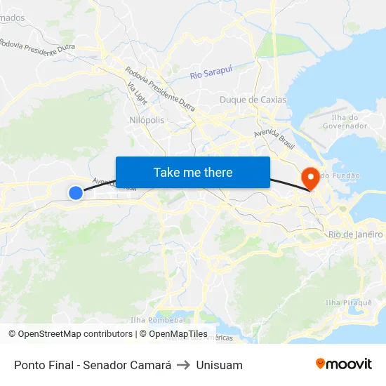 Ponto Final - Senador Camará to Unisuam map