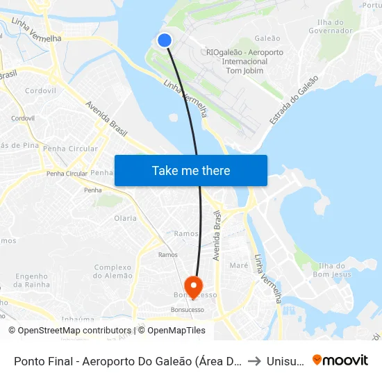 Ponto Final - Aeroporto Do Galeão (Área De Apoio) to Unisuam map