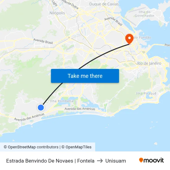 Estrada Benvindo De Novaes | Fontela to Unisuam map