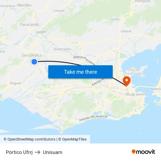 Pórtico Ufrrj to Unisuam map