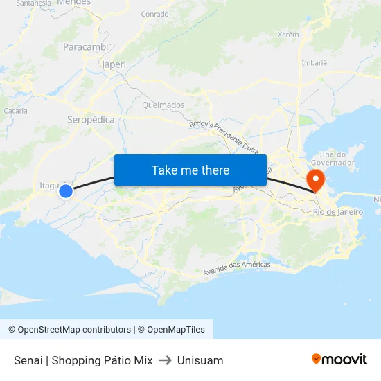 Senai | Shopping Pátio Mix to Unisuam map
