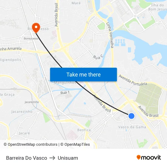 Barreira Do Vasco to Unisuam map
