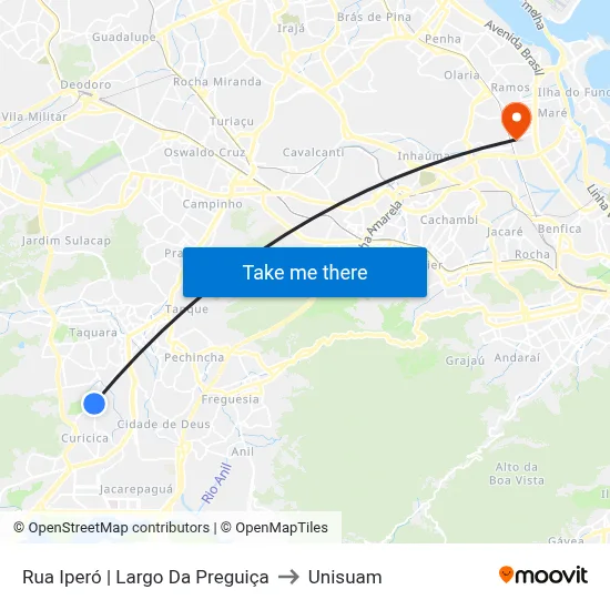 Rua Iperó | Largo Da Preguiça to Unisuam map