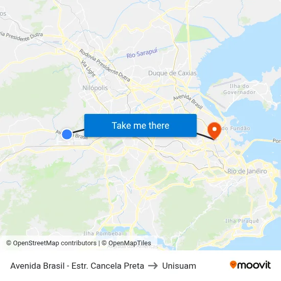 Avenida Brasil - Estr. Cancela Preta to Unisuam map