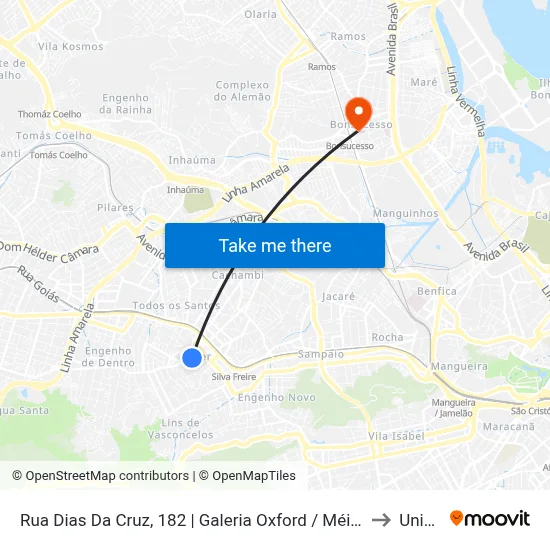 Rua Dias Da Cruz, 182 | Galeria Oxford / Méier Off-Shopping / Imperator to Unisuam map