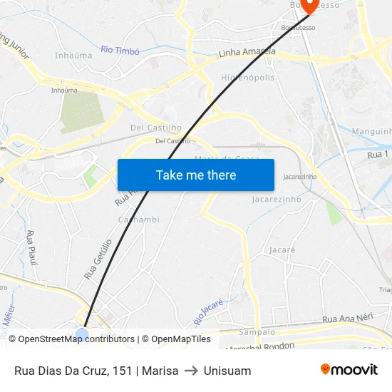 Rua Dias Da Cruz, 151 | Marisa to Unisuam map