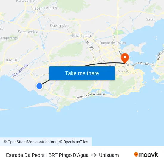 Estrada Da Pedra | BRT Pingo D'Água to Unisuam map