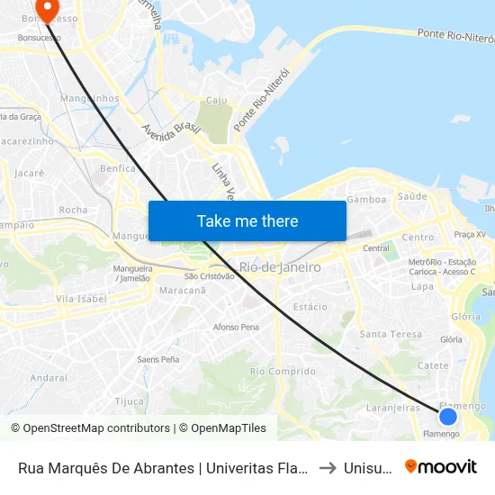 Rua Marquês De Abrantes | Univeritas Flamengo to Unisuam map