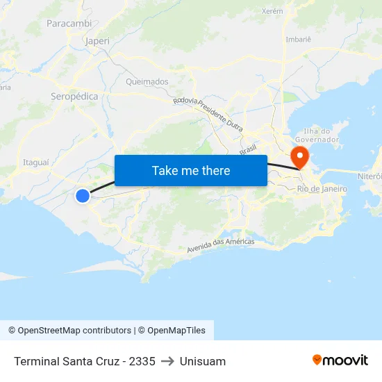 Terminal Santa Cruz - 2335 to Unisuam map