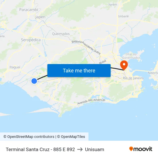 Terminal Santa Cruz - 885 E 892 to Unisuam map