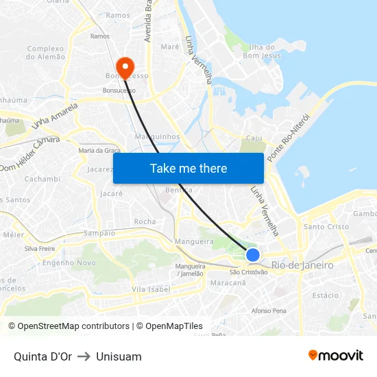 Quinta D'Or to Unisuam map