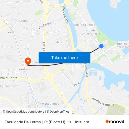 Faculdade De Letras | Ct (Bloco H) to Unisuam map