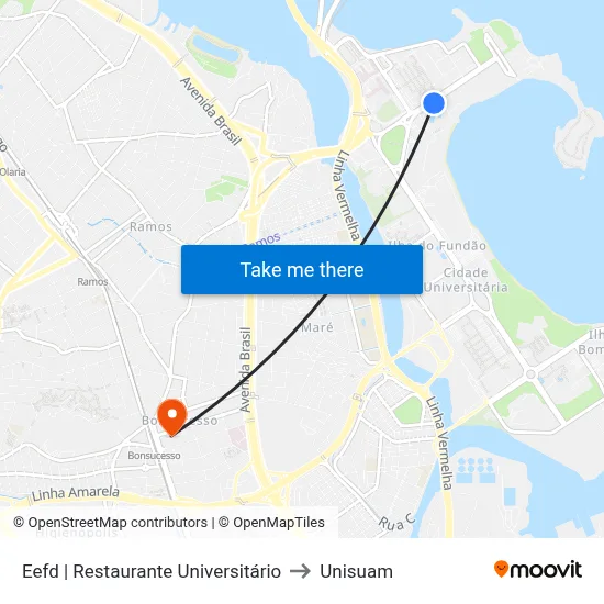 Eefd | Restaurante Universitário to Unisuam map