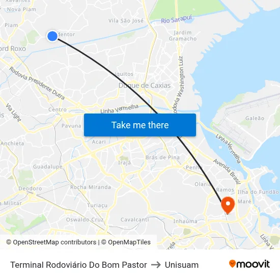 Terminal Rodoviário Do Bom Pastor to Unisuam map