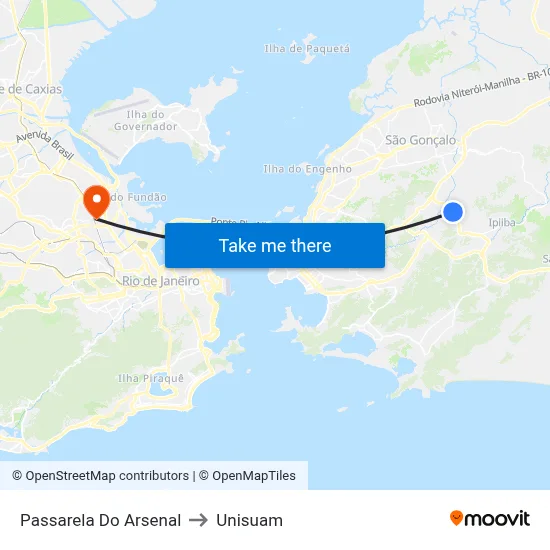 Passarela Do Arsenal to Unisuam map