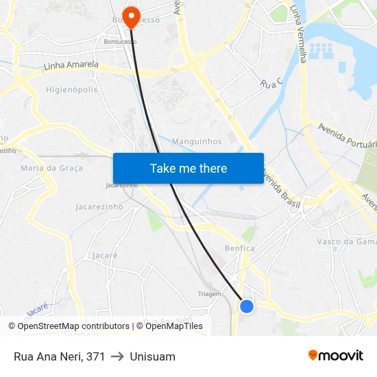 Rua Ana Neri, 371 to Unisuam map