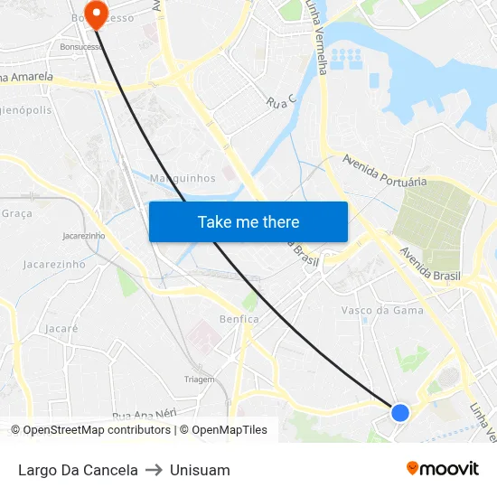 Largo Da Cancela to Unisuam map