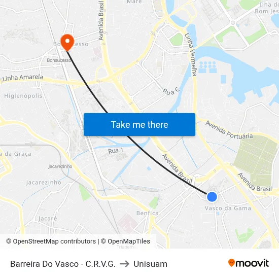 Barreira Do Vasco - C.R.V.G. to Unisuam map