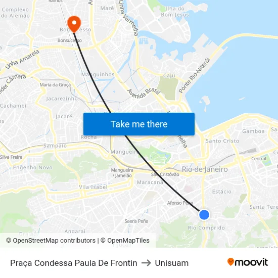 Praça Condessa Paula De Frontin to Unisuam map