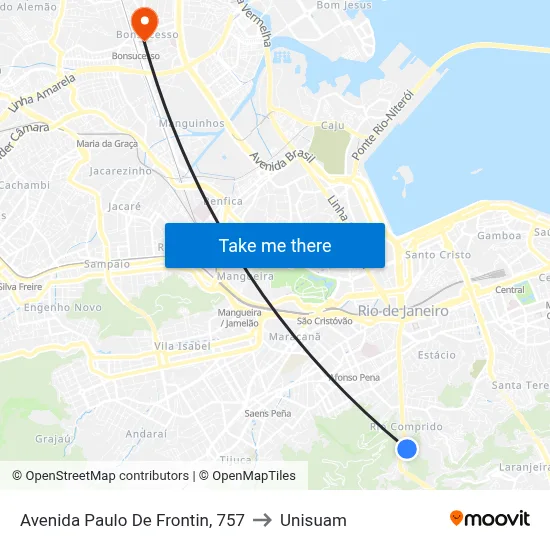Avenida Paulo De Frontin, 757 to Unisuam map