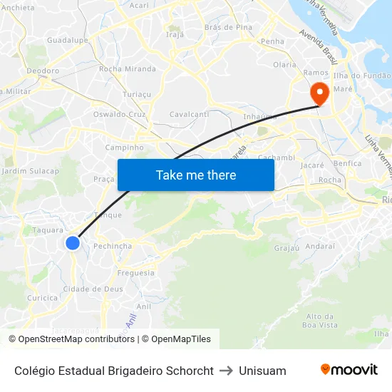 Colégio Estadual Brigadeiro Schorcht to Unisuam map